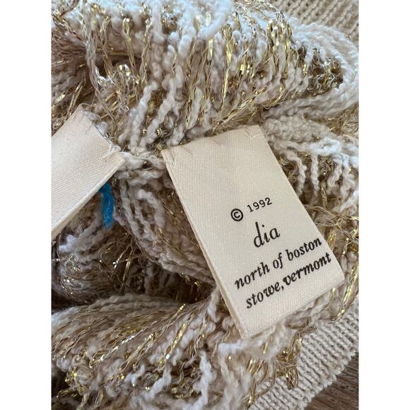 Vintage Dia North of Boston Metallic Gold & Cream Cardigan Sweater - Picture 10 of 11